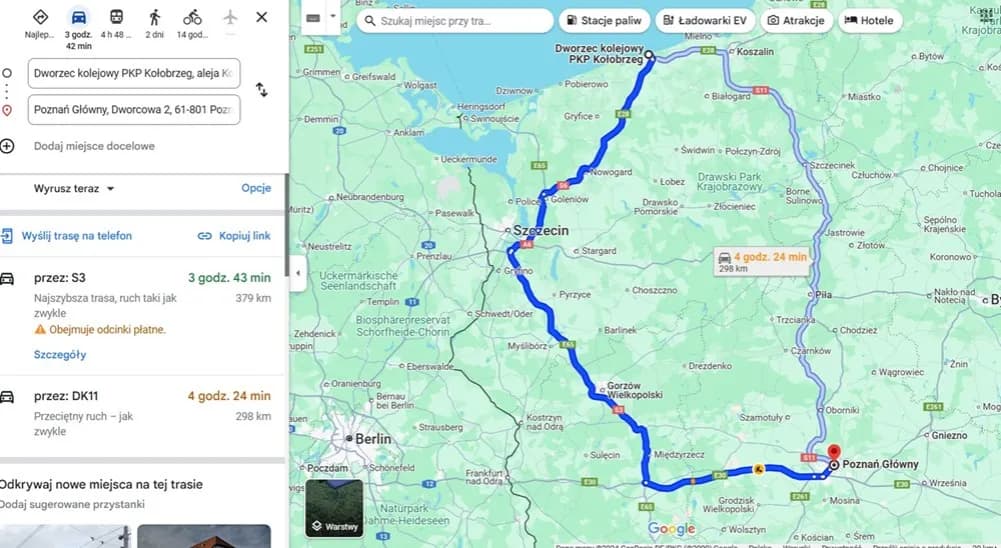 Poznań Kołobrzeg ile km? Sprawdź, jak szybko dotrzeć!