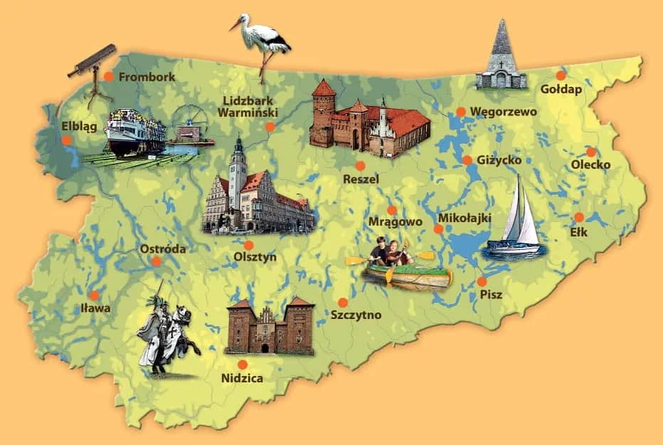 Warmińsko-mazurskie: mapa turystyczna z najlepszymi atrakcjami