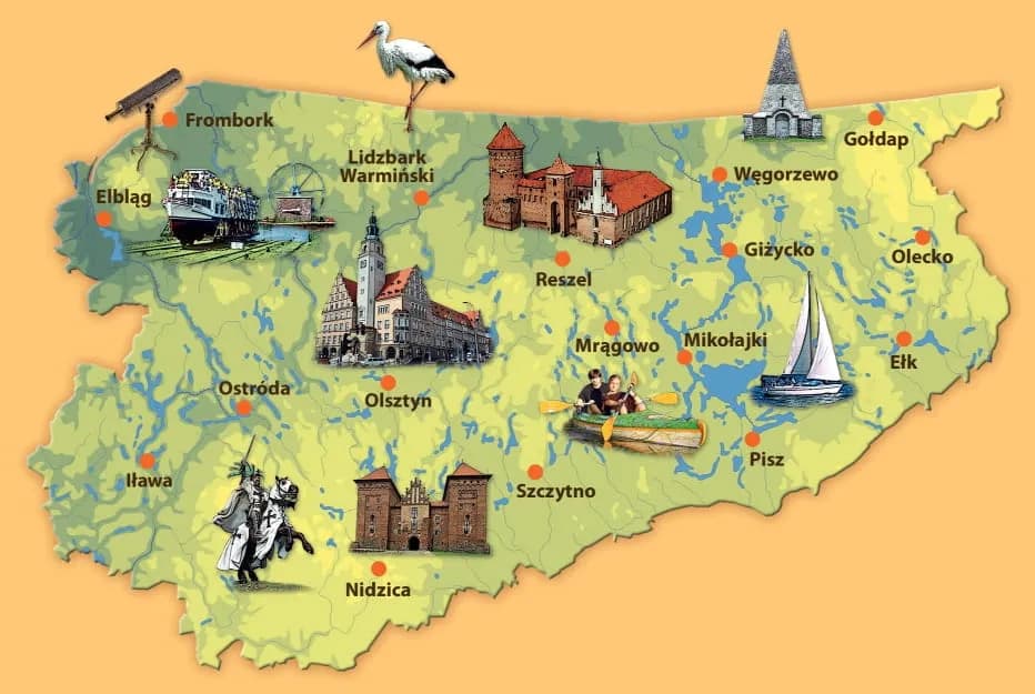 Warmińsko-mazurskie: mapa turystyczna z najlepszymi atrakcjami